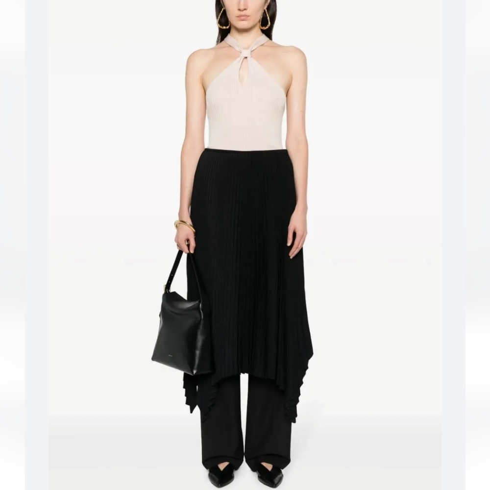 NWT $255 Jonathan Simkhai Andrea Knit Knotted Neck Halter Sleeveless Top Almond - Picture 8 of 16